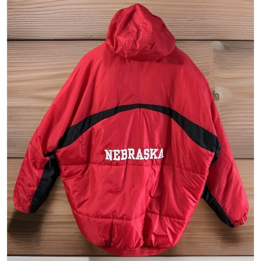 Mens Nike Team Vintage Nebraska Cornhuskers Hooded Nylon Puffer Coat 2XL RARE